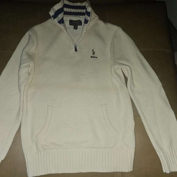 Polo Ralph Lauren Boys L 14-16 Half Zip Ivory With Pouch Great Condition $50obo - Picture 3 of 6